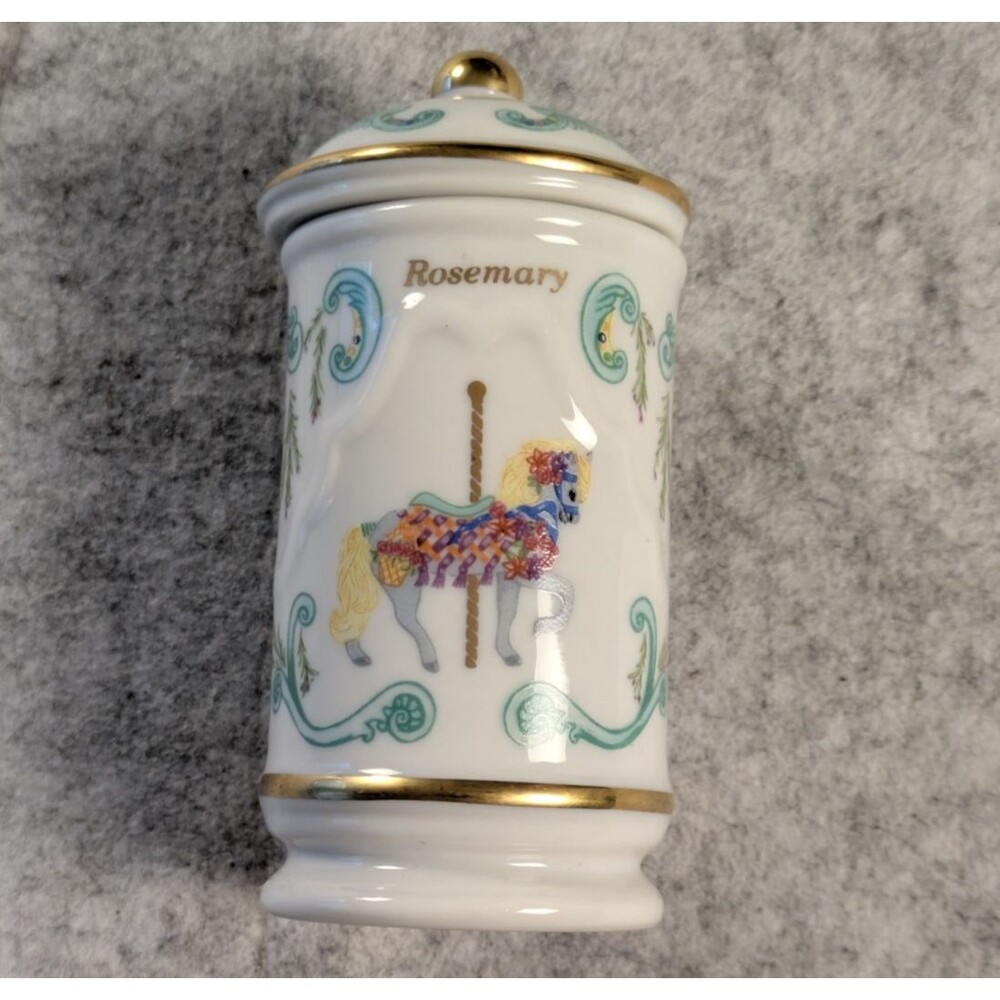 The Spice Carousel Lenox Vintage 1993 Fine Porcelain Rosemary w/ 24k Gold Trim